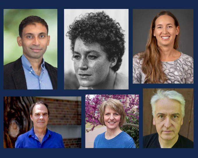 Collage of headshots of grant recipients: Nikhil Kaza, Kathryn Desplanque, Caroline Moosmueller, Daniel Anderson, Donna Gilleskie, and Thomas Hofweber.