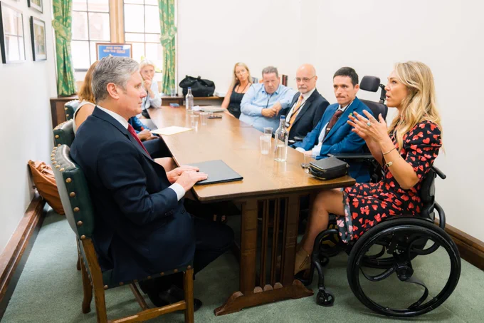 Keir Starmer meeting with Sophie Morgan and others in parliament