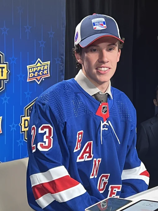 Gabe Perreault after being drafted by the Rangers.