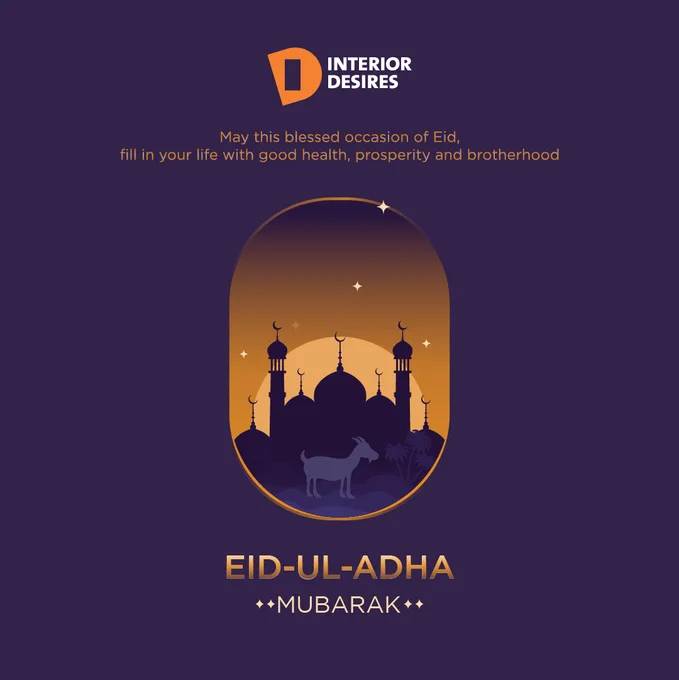 Wishing good health & prosperity to one and all on this blessed occasion. Eid Mubarak! 

#EidMubarak #EidAlAdha #BakridMubarak🌙️ #BakraEid #Bakrid2023 #InteriorDesires #InteriorSolutions #BuildandDesign #InteriorDesigns #DesigningSpaces #Hyderabad #India