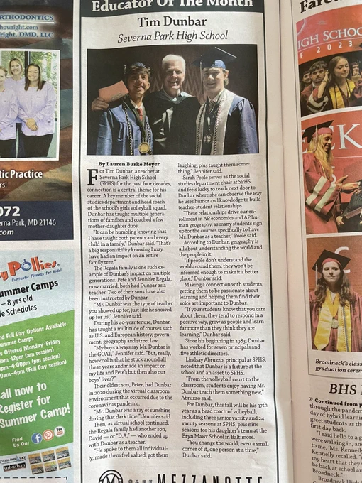 Voice article about Mr. Dunbar