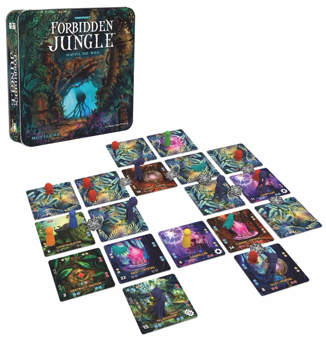 Box and gameplay example of Forbidden Jungle