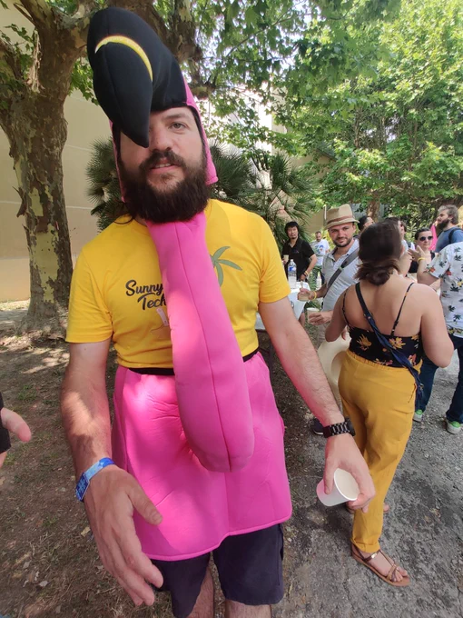 François déguisé en flamand rose