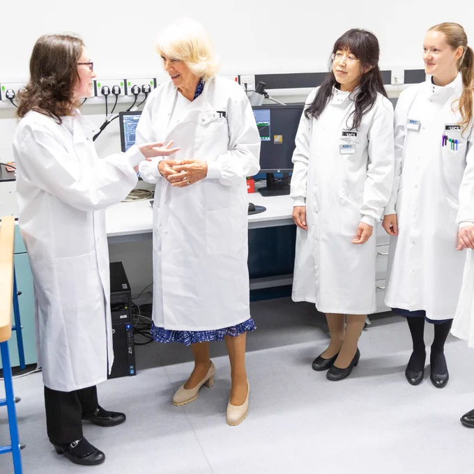 The Queen chatting with members of the diabetes research team