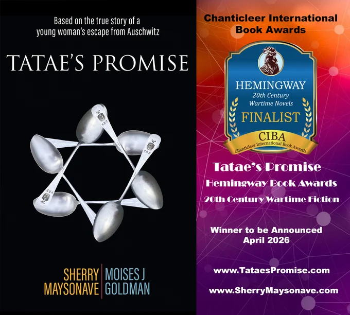 The Hemingway Book Awards recognize outstanding works in the genre of 20th and 21st Century Wartime Fiction.  "Tatae's Promise - You will live... you will tell", by Sherry Maysonave and Moises J. Goldman, PhD, is a 2025 Finalist. Winners to be announced in April 2026