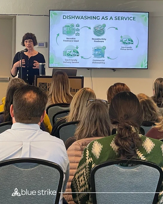 Lacey Raak of the CA Green Business Network sharing why reusable foodware is a critical piece of a resilient, low-waste future.