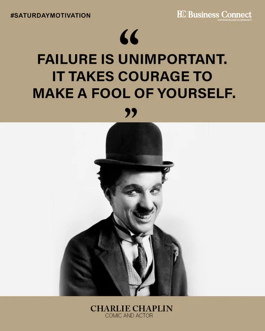 "Failure is unimportant. It takes courage to make a fool of yourself." - Charlie Chaplin

#charliechaplin #inspirationalquotěs #failureisnotfinal #couragetofail #fearlessliving #lifelessons #motivationdaily #quotestoliveby 