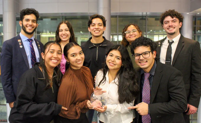 The 2024–25 SHPE UF Executive Board celebrates in Philadelphia.