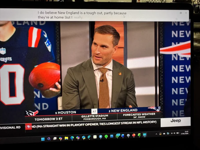 Second screengrab with captions in English. Buffalo vs Denver