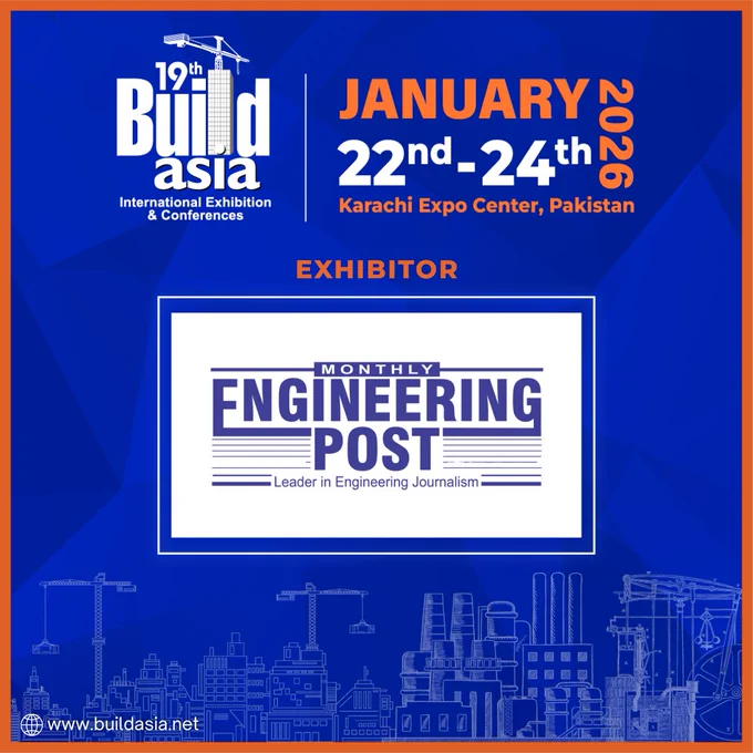 🟠 Pakistan’s premier engineering publication! Welcome 𝐄𝐧𝐠𝐢𝐧𝐞𝐞𝐫𝐢𝐧𝐠 𝐏𝐨𝐬𝐭 to 𝐁𝐮𝐢𝐥𝐝 𝐀𝐬𝐢𝐚 as an 𝐄𝐱𝐡𝐢𝐛𝐢𝐭𝐨𝐫.

The leading newspaper covering all engineering sectors—from construction and textiles to cement and pharmaceuticals—with nationwide circulation and trusted industry insights since its inception.

📍 Find them at Stall: B-09.

🏗 Join the 𝟏𝟗𝐭𝐡 𝐁𝐮𝐢𝐥𝐝 𝐀𝐬𝐢𝐚 𝐄𝐱𝐡𝐢𝐛𝐢𝐭𝐢𝐨𝐧 & 𝐂𝐨𝐧𝐟𝐞𝐫𝐞𝐧𝐜𝐞
🌐 https://forms.ecgexhibitions.com/E-Pass/24/Karachi/web

📅 22–24 January 2026
🕒 10 AM – 7 PM
📍 Karachi Expo Centre, 🇵🇰.

🤝 Stay connected:
|| Build Asia Exhibition  || EcommerceGateway Pakistan  || Engineering Post ||

.
#EngineeringPost #EngineeringMedia #BuildAsia #BuildAsia2026 #KarachiEvents #ConstructionPakistan 