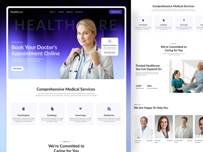 A clean, professional healthcare website design focused on patient trust, easy appointment booking, and clear medical services presentation. Designed to deliver a smooth user experience with modern UI, responsive layouts, and conversion-focused sections for clinics, hospitals, and healthcare professionals.

AVAILABLE FOR NEW PROJECT
Feel free to mail me: efatuix@gmail.com
📞 Whatsapp:  8801409008486.