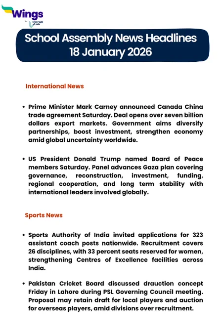 International and Sports News for 18 January 2026