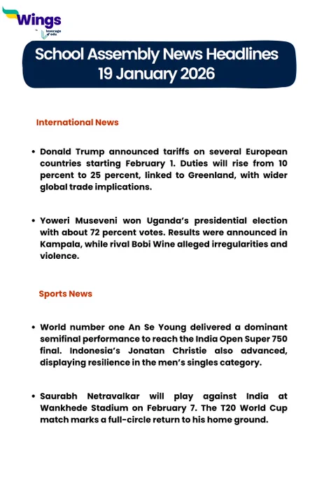 International and Sports News Headlines for 19 January 2026