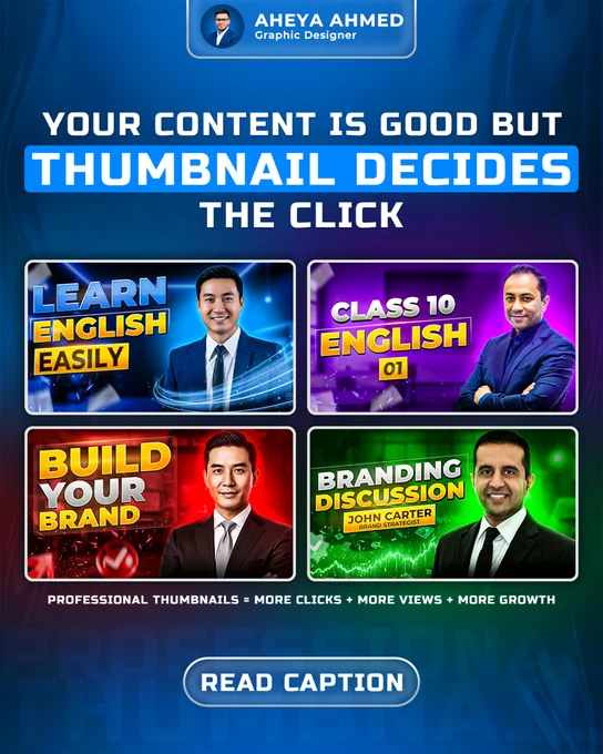 Thumbnail is the first impression whether it’s education, branding, business content or other.

If you want thumbnails that actually get clicks (not just look good), I can help.

👉 Check out this thumbnail design project on Behance
🔗 Link in comment