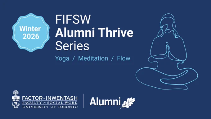 Promotional image for FIFSW Alumni thrive series. Text repeated in caption.
