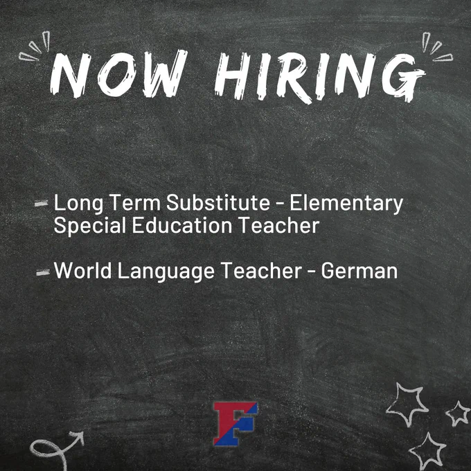 Now hiring Long Term Substitute - Elementary Special Education Teacher and World Language Teacher - German