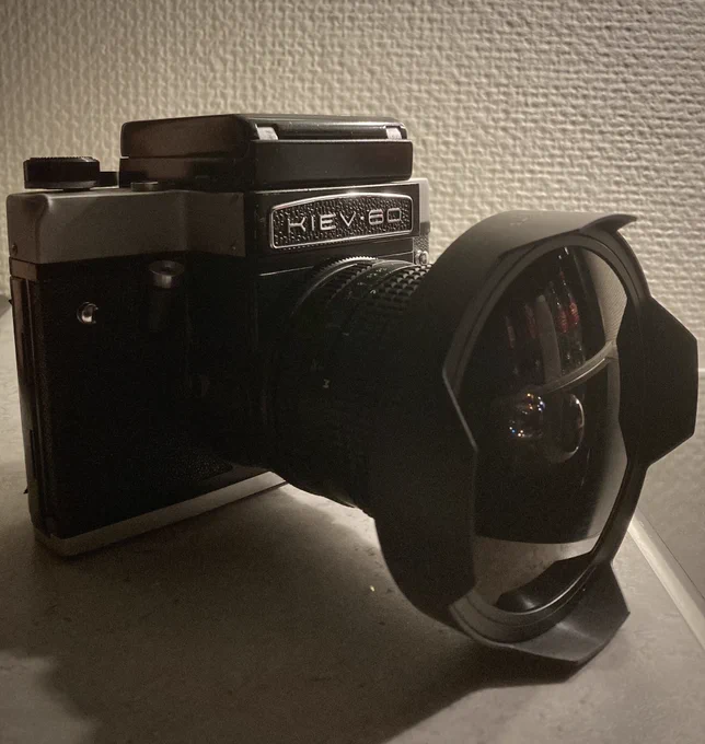 Kiev 60 camera with a fisheye lens.