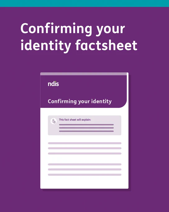Graphic with text ‘Confirming your identity factsheet’.