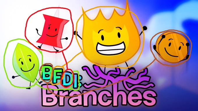 Thumbnail of BFDI: Branches, with characters corresponding to each letter.

B - Coiny
F - Firey
D - Pin
I - Leafy.