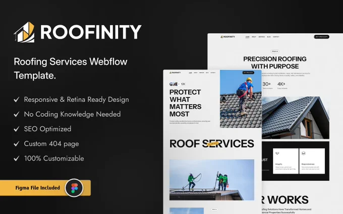 Webflow Template For Home Services Website - Roofinity