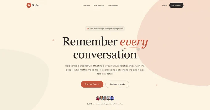 Rolo landing page
