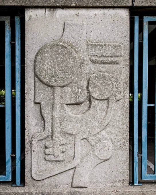 Sculptural concrete panel at Abbey Walk Car Park,Grimsby, Lincolnshire (1969), byt artist Harold Gosney
Image credit: North East Lincolnshire Council