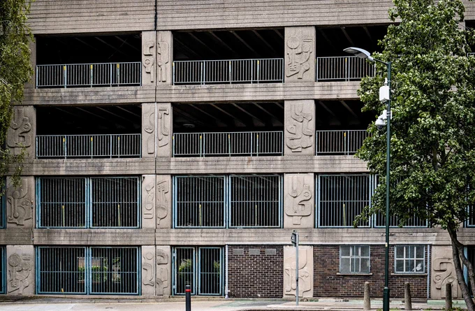 Sculptural concrete panel at Abbey Walk Car Park,Grimsby, Lincolnshire (1969), byt artist Harold Gosney
Image credit: North East Lincolnshire Council