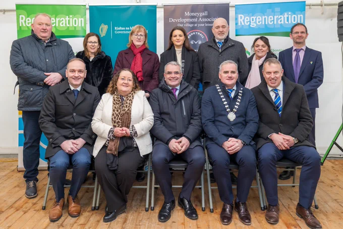 Minister Calleary with committee members at the sod turning for a new Community Centre in Moneygall, Co Offaly.