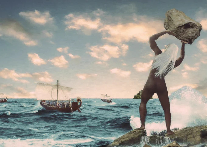 A self portrait 

Inspired by "Odysseus and Polyphemus"