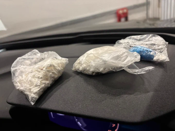 Three separate bags containing a large amount of drugs