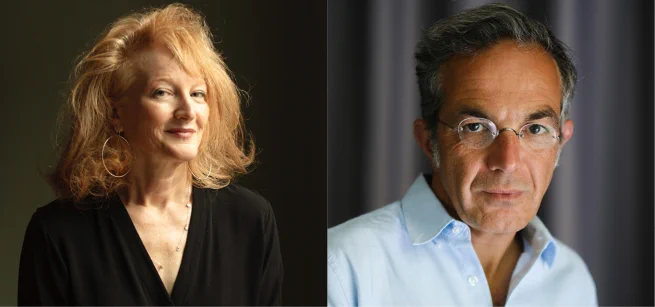 Two portrait photographs of adults.
