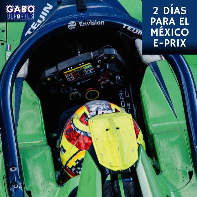 Una foto del monoplaza Envision Racing, conducido por Robin Frijns, durante el México E-Prix de la temporada 2025 de la Fórmula E y destaca que faltan 2 días para la edición 2026 de la carrera