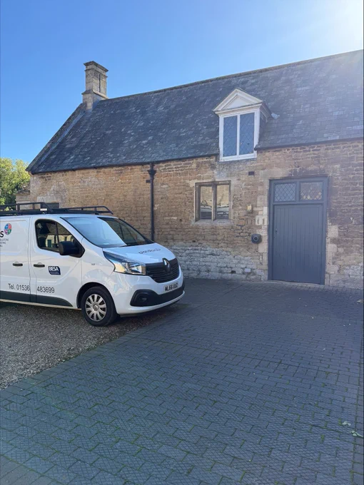 EV charger installers van parked outside the customers premises