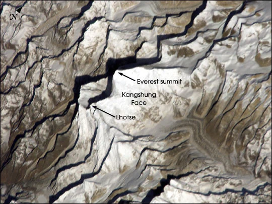 Sagarmatha from space by Dan Bursch, NASA Astronaut, public Domain
