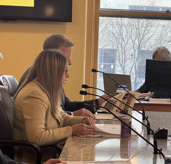 Chancellor DeSanctis testifying at the Joint Budget Committee. 