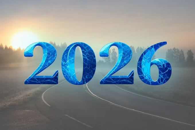 Image of a road with “2026” in blue letters
