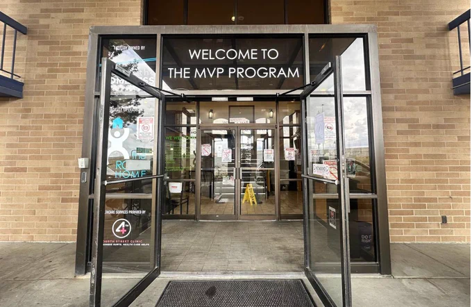 The Medically Vulnerable People (MVP) shelter in Sandy, Utah, is a remodeled two-story brick hotel. It serves people ages 62 and older, as well as people with health conditions that make it hard to live in a typical homeless shelter.

