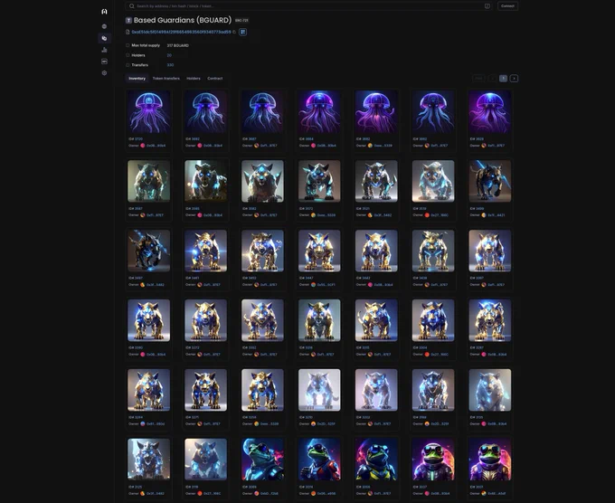 3,732 unique NFTs staked to BasedAI Brain for $BASED emissions. Legendary rarities unlock higher yields. All holders gain Race-to-Base privileges.