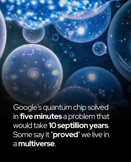🚨 Did Google’s New Quantum Chip Just Open a Door to the Multiverse?

What if a computer didn’t just calculate faster—but borrowed power from other universes? That’s the question shaking the physics world right now.

Google’s latest quantum processor, called Willow, recently did something that sounds impossible. It solved a highly complex problem in less than five minutes—a task that would take the world’s fastest supercomputer 10 septillion years. That number is so large it’s hard to even imagine. And this single result has reignited one of the most mysterious debates in science.

Some scientists, including Google Quantum AI lead Hartmut Neven, say Willow’s performance fits eerily well with the “many-worlds” interpretation of quantum physics. According to this idea, every quantum event splits reality into countless parallel universes. In this view, a quantum computer doesn’t test one solution at a time—it explores many possibilities at once.