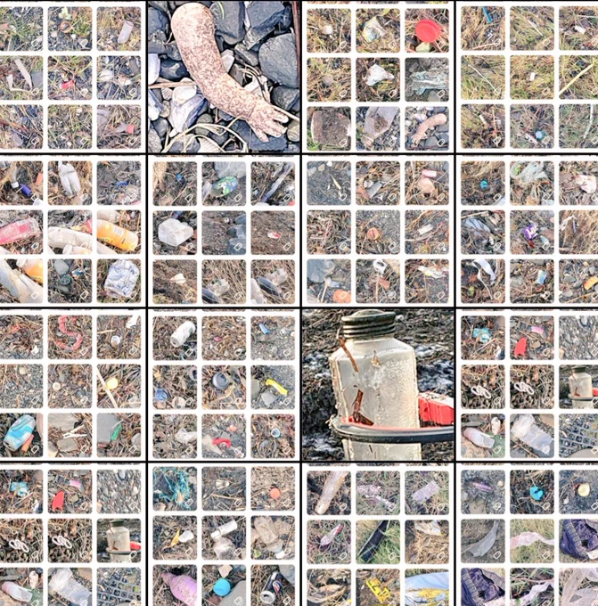 A montage of items of litter lifted today
