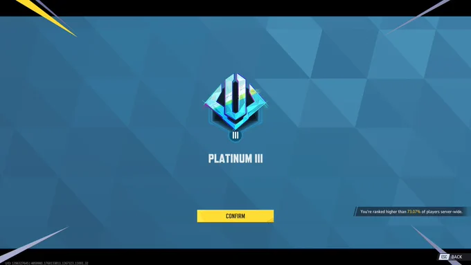 A screenshot from Marvel Rivals informing the player that they have reached the Platinum rank.