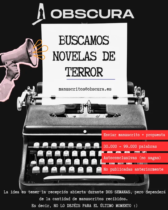 La imagen muestra una máquina de escribir, en blanco y negro y la información que encontraréis en el hilo de mensajes, solo que muy resumida y con letra chiquitita
