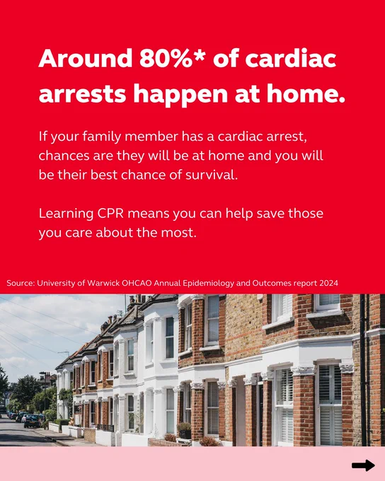 Around 80% of cardiac arrests happen at home. Learning CPR means you can help save those you care about the most.