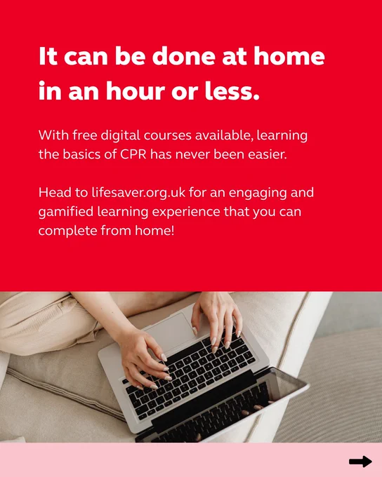 It can be done at home in an hour or less. Free digital courses such as lifesaver.org.uk make learning CPR at home easy.