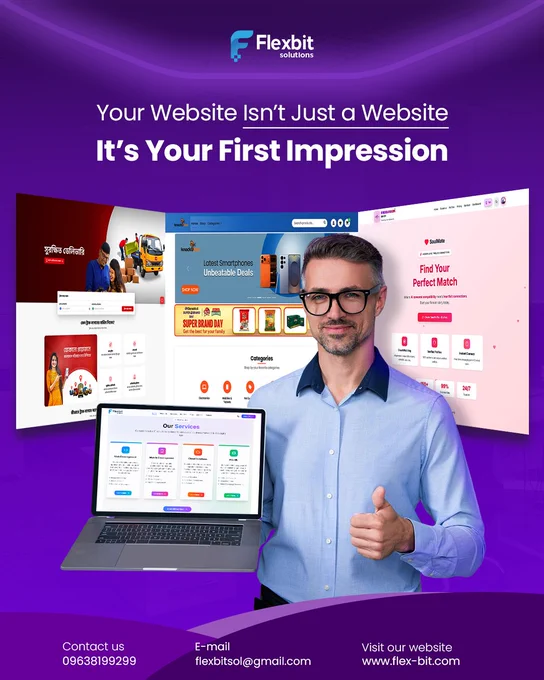Your website is not just a website, It's your first impression. Get a Professional Website from Flexbit Solutions.
Our services:
 ✅Custom Software
 ✅SaaS Solution
 ✅Mobile Application
 ✅Web Application
Let’s code your dream into reality.
Get in touch with us:
🌐: www.flex-bit.com
📧: flexbitsol@gmail.com
📞: 09638199299
.
.
.
.
.
#flexbitsolutions #x #xpost #softwarecompany #softwaredesign #softwaredevelopment #webdesign #WebDevelopment #websitetraffic #websitedevelopment #ecommerce #ecommercebusiness #EcommerceGrowth #businessgrowth #businesssuccess #trendingwebsite #trendingwebdesign #trendingwebpage #bestwebsite #bestwebsitedesignerbd #bestwebsitedeveloperbd #bestwebsitecompanybd