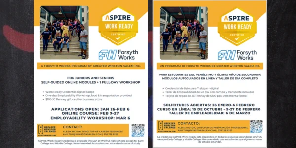 WORK READY CERTIFICATION for Juniors and Seniors, see flyers!