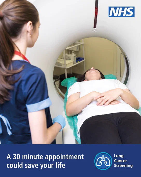 Image of someone having a scan. Text reads "a 30 minute appointment could save your life"