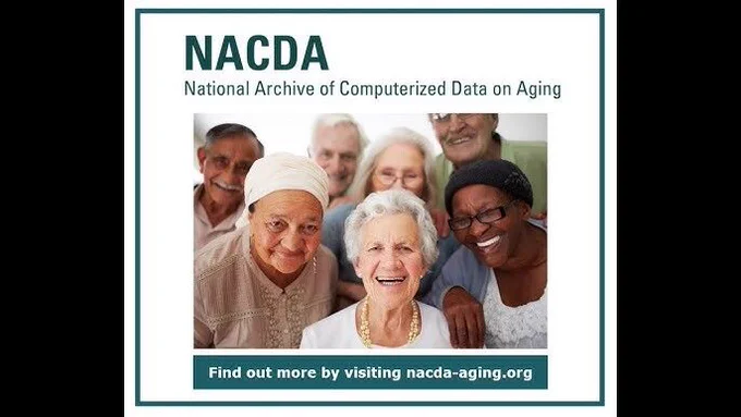 Photo of diverse aging people smiling with a link to NACDA's website below