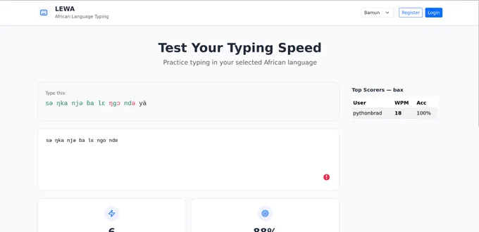 We build web application to learn the typing of African languages.