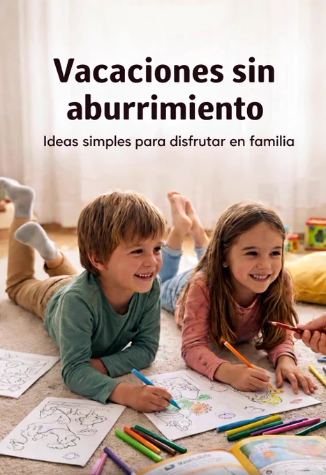 Chicos coloreando en vacaciones
